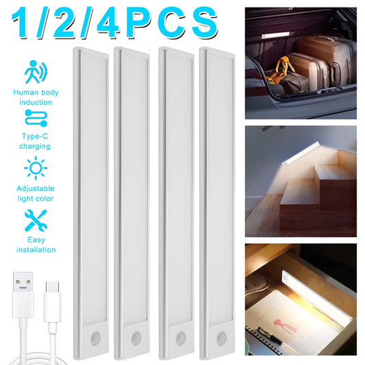 30cm Motion Sensor LED Light – USB Rechargeable Wireless Night Lamp with 3 Color Modes for Kitchen, Bedroom & Wardrobe Lighting