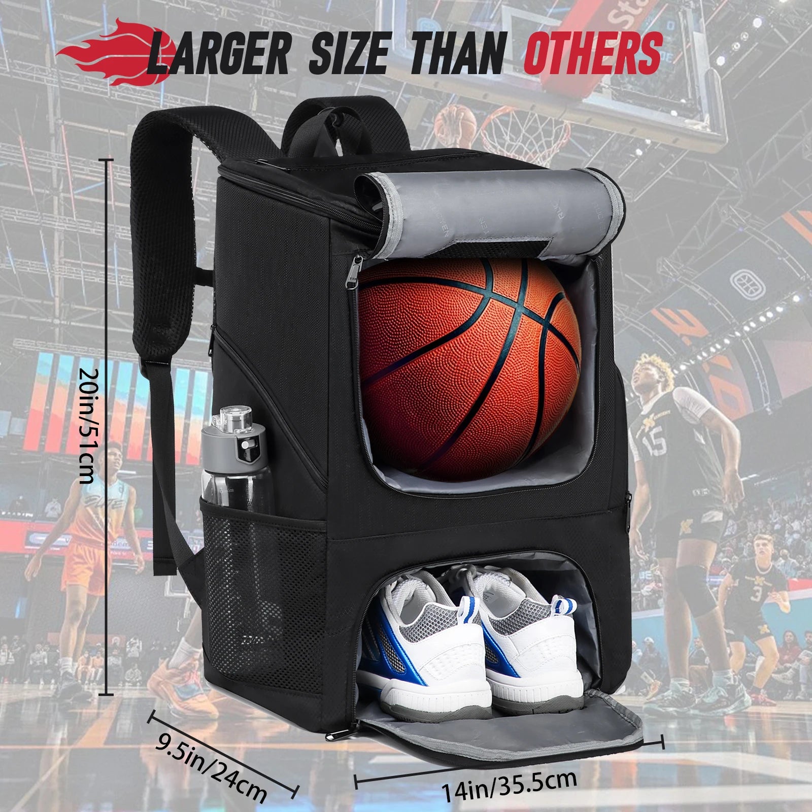 Sports Training Basketball Backpack – Ball Holder + Shoe Compartment | Gym, Soccer & Outdoor Sports Bag