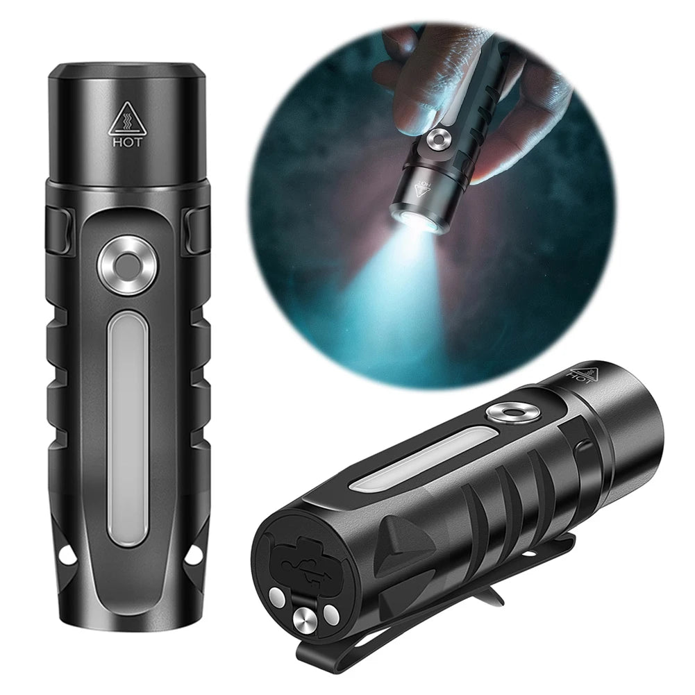 LED Waterproof USB-C Rechargeable Flashlight – Magnetic Clip, Ultra Bright Handheld Torch for Camping & Emergency 🔦