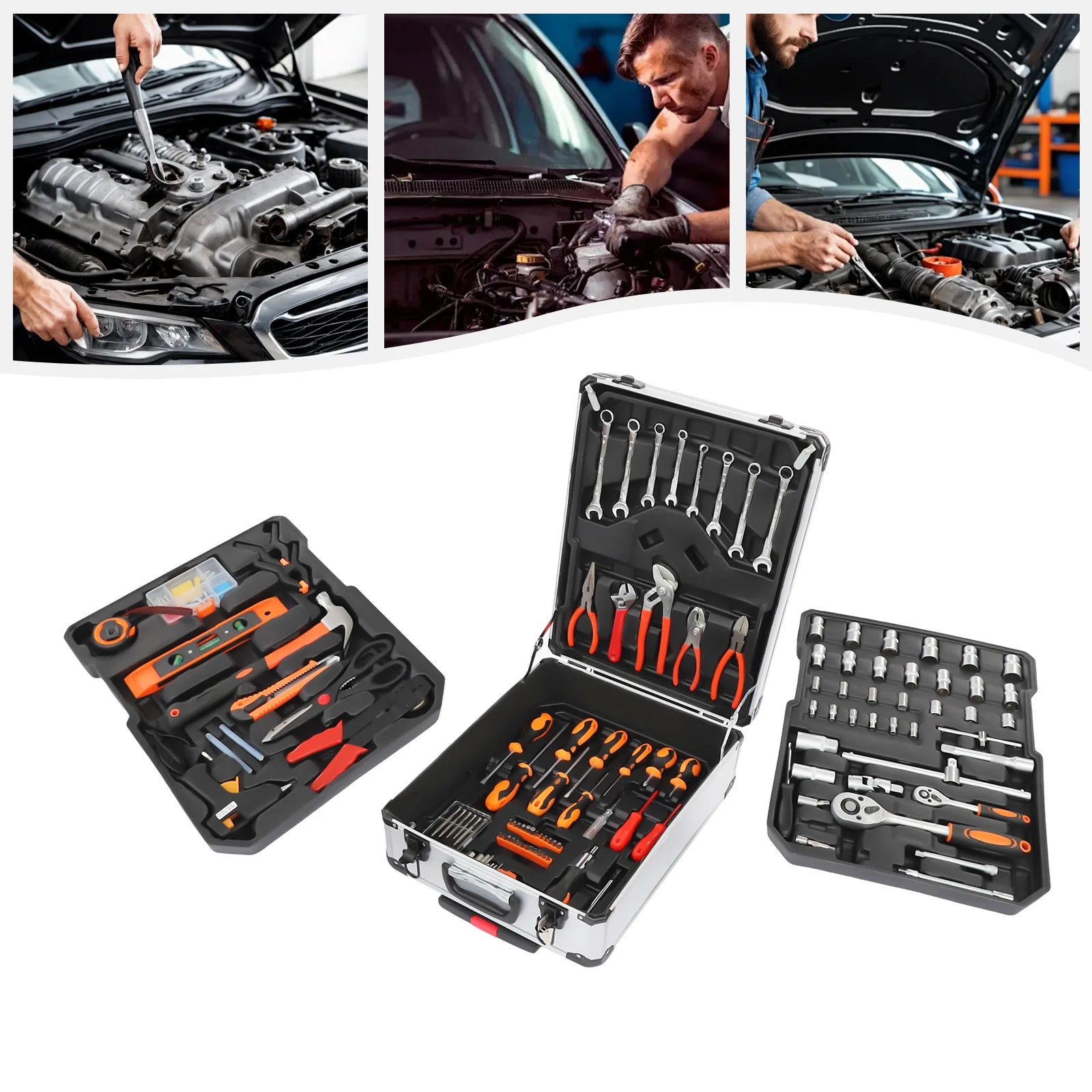 187-Piece Trolley Case Tool Box Set – Rust-Resistant Household Hand Tool Kit for Home Maintenance & Garden Care