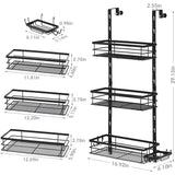 Over-Door Adjustable Rustproof Shower Caddy – Black Wall/door Mounted Organizer with Shelves & Hooks