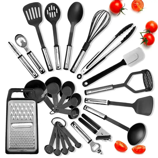 24-Piece Non-Stick Nylon & Stainless Steel Kitchen Utensil Set – Cooking Tools for Home Chef