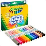 Crayola Ultra-Clean Washable Markers – 12 Count Broad Line, Vibrant Colors for Kids’ Art, School & Crafts