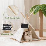 Mewoofun Cat Scratching Post Teepee – 60CM Tall Cat Tree with Simulated Leaves, Pet Bed Tent & Indoor Play House for Cats