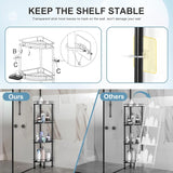 4-Tier Corner Shower Caddy Organizer – Rust-Resistant Metal Bathroom Shelf with Soap Holder & 4 Hooks