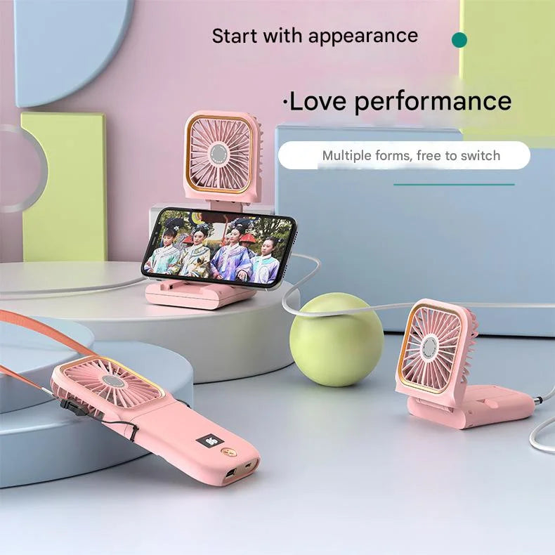 Portable Handheld Mini Fan – 3000mAh USB Rechargeable, Digital Display, 180° Folding & Adjustable Neck Fan 💨🔋