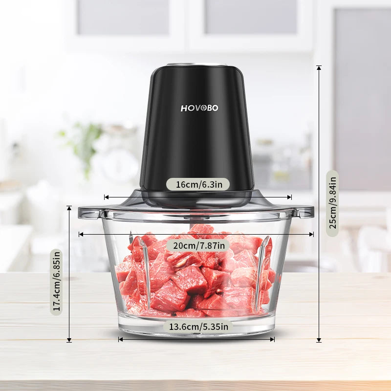 Food Processor 350W – Powerful Meat Grinder with 2 L Glass Bowl, 3 Speed Modes & 2 Bi‑Level Blades for Versatile Chopping 🥩🔪