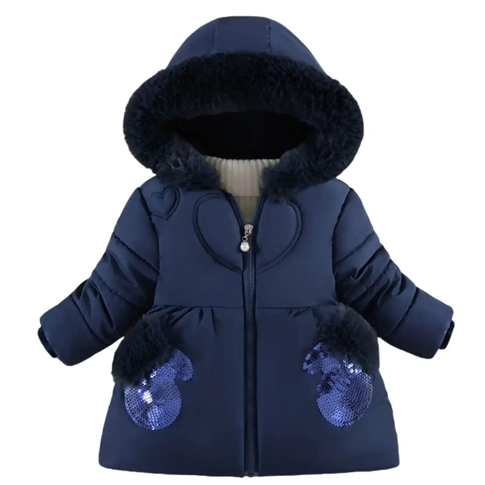 Solid Colour Fleece Hooded Zip-Up Jacket for Toddler Girls (Ages 1-4)
