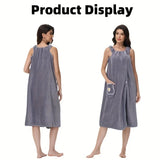 Luxurious Daisy Pattern Bath Towel Robe – Super Soft Wearable Absorbent Wrap with Pocket | Elegant Non-Shedding Bathroom Towel