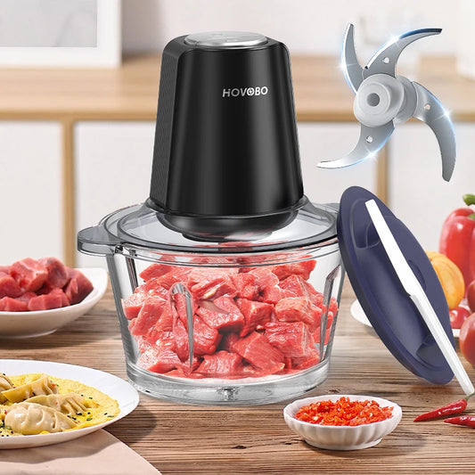 Food Processor 350W – Powerful Meat Grinder with 2 L Glass Bowl, 3 Speed Modes & 2 Bi‑Level Blades for Versatile Chopping 🥩🔪