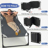 Camping Cot with Mattress, 4-Position Folding Camping Bed Hold up 330lbs, Portable Sleeping Cot for Camp, Beach, Patio - PulinGO
