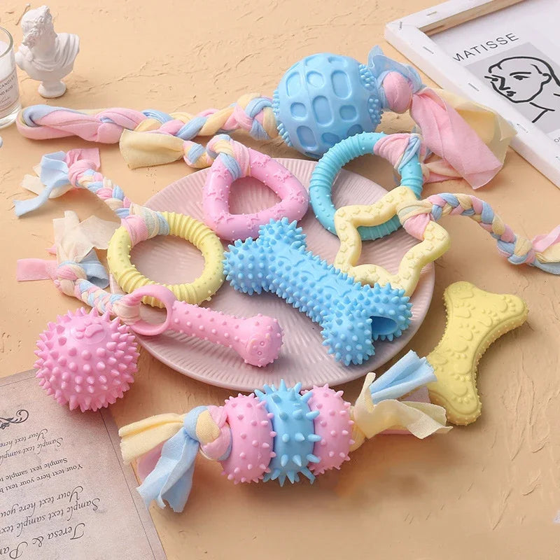 TPR Knot Chew Toys – Bite-Resistant Training & Teeth Cleaning Toys for Small Dogs