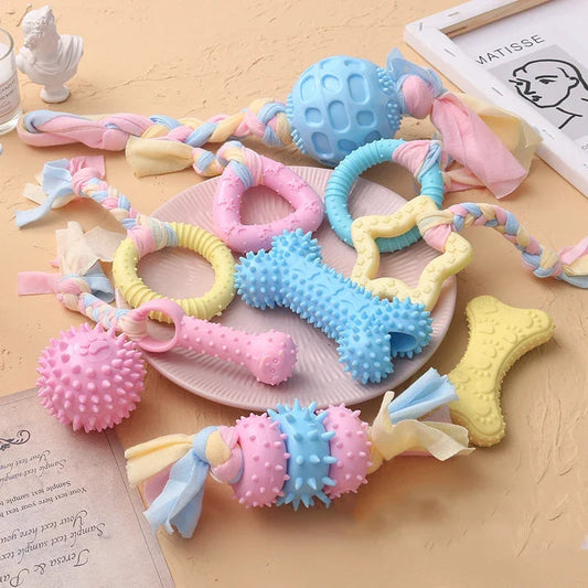 TPR Knot Chew Toys – Bite-Resistant Training & Teeth Cleaning Toys for Small Dogs