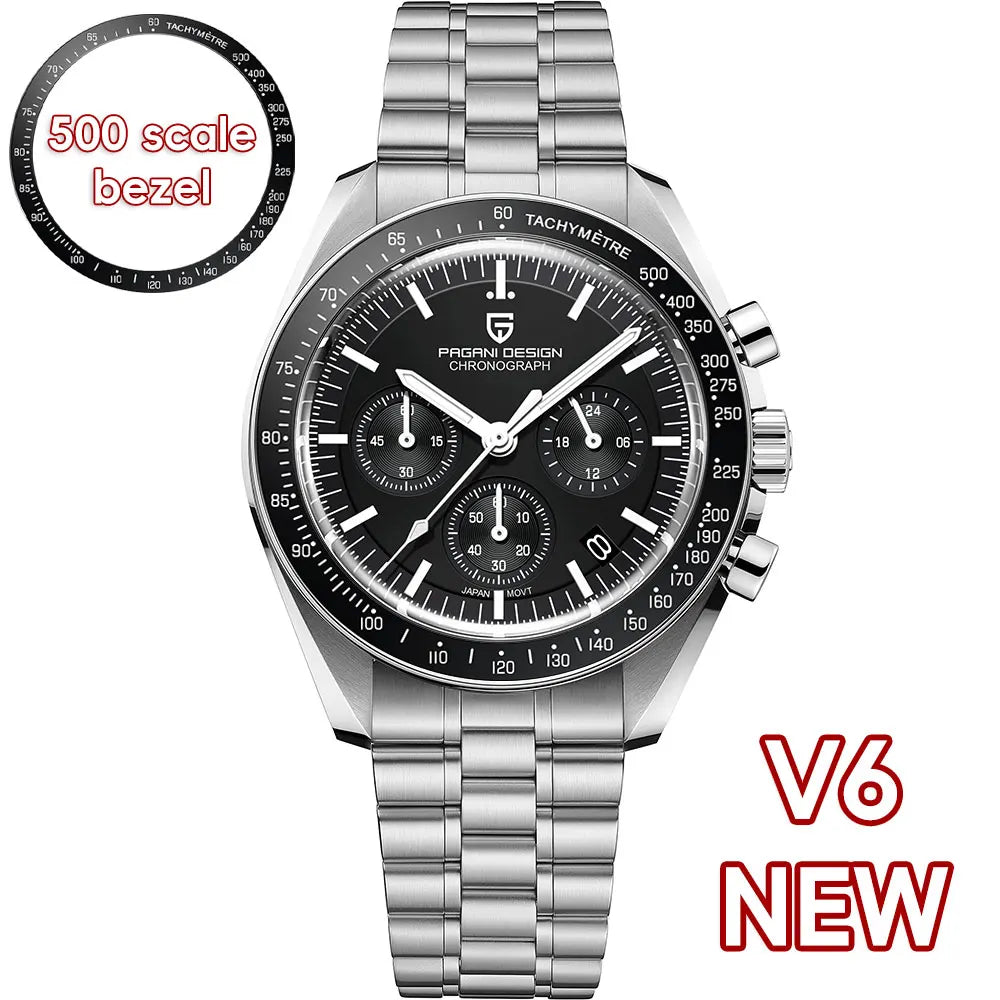 PAGANI DESIGN 2024 Men’s Luxury Quartz Chronograph Watch – Sapphire Mirror, Auto Date, Speed Dial ⌚✨