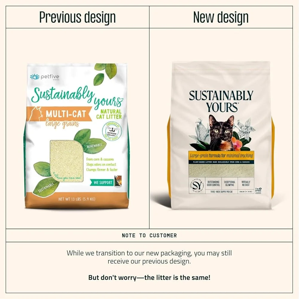 Premium Cat Litter – Large Grain Corn & Cassava Formula, 10lb Bag, Unscented Clumping Litter with Odor Control