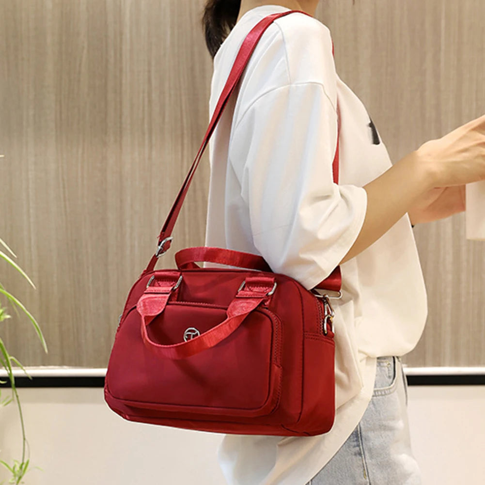 Women’s Solid Color Nylon Crossbody Bag – Large-Capacity Casual Messenger Shoulder Tote with Adjustable Strap for Travel & Weekend Use