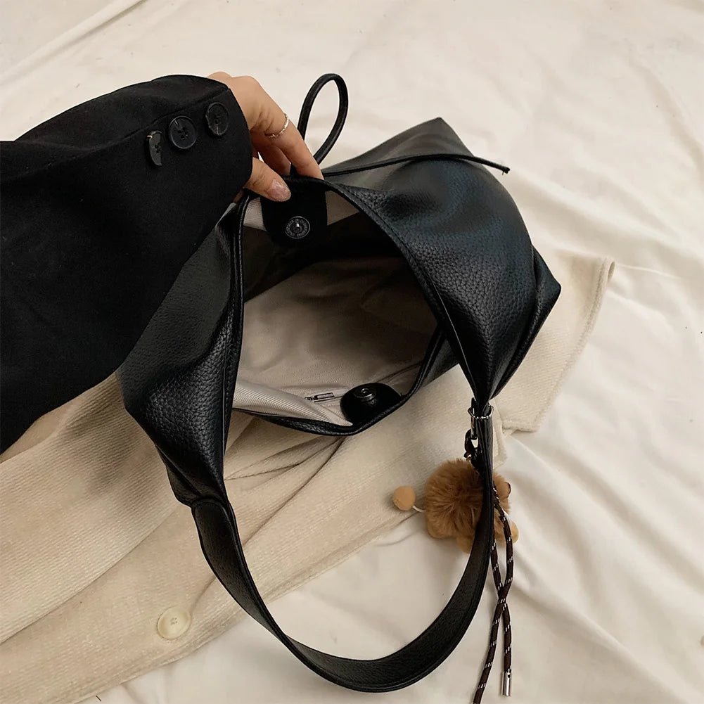 Women’s PU Leather Hobo Bag with Bow 🎀 – Trendy Solid Color Crescent Shoulder Bag & Mini Purse for Travel 💼✨