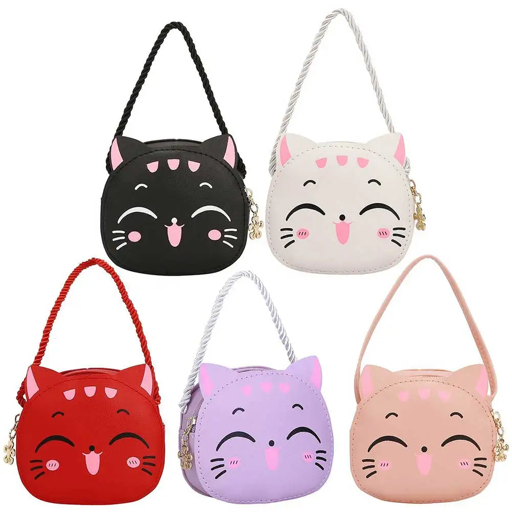 Kawaii Girls Cartoon Cat Satchel – Mini Shoulder Bag & Coin Purse for Kids | Cute Daily Fashion Bag