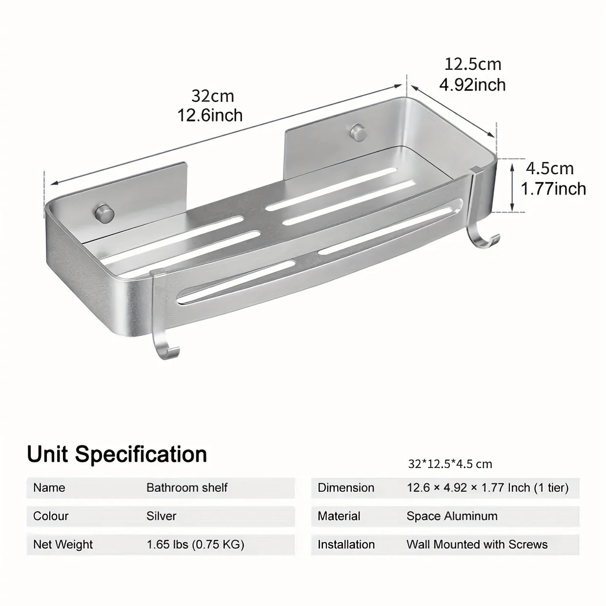 2-Pack Aluminium Tower Shower Caddy & Shelves Set with Hooks – Bathroom Storage Organizer