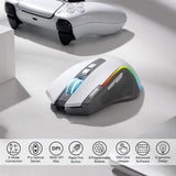 Redragon M612 PRO RGB Gaming Mouse – Wireless BT/2.4G Optical Mouse with 8,000 DPI, 9 Programmable Buttons & 7 Backlight Modes