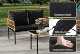 “4-Piece Outdoor Patio Furniture Set – Rattan Balcony Set with Chaise Lounge, 2 Armchairs & Coffee Table”