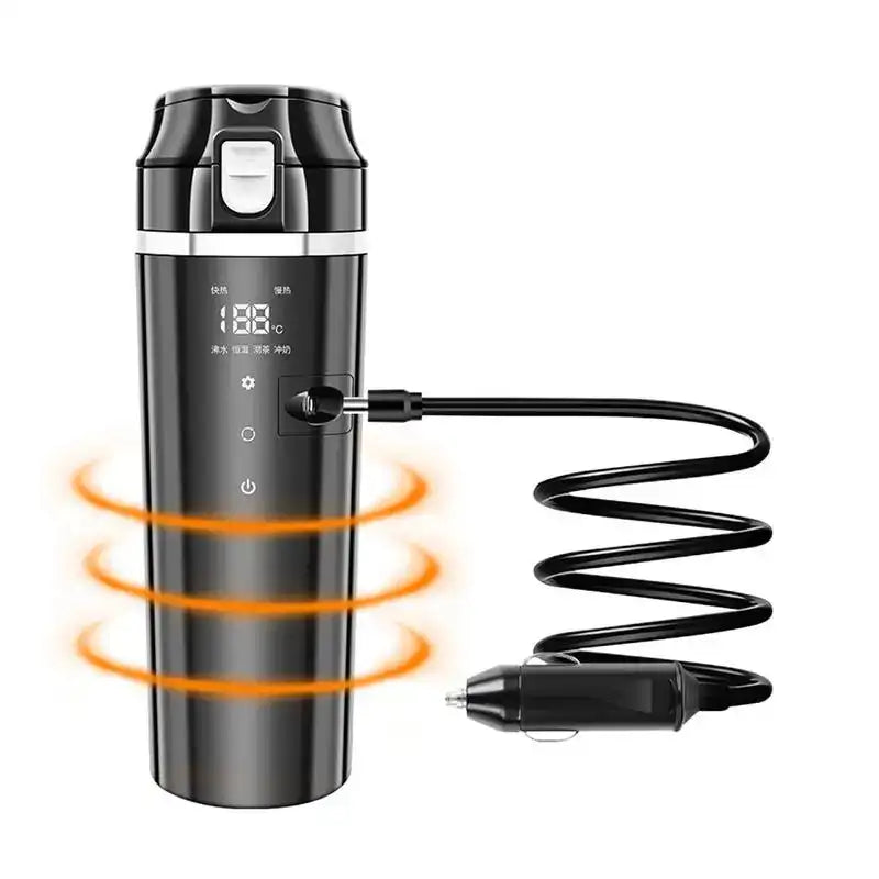 Portable 500 ml Car Heating Cup – LED Display Smart Mug for Coffee, Milk & Water