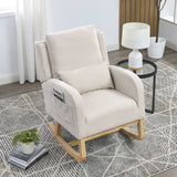 Modern High-Back Accent Armchair Rocker – 27.5"W Living Room Chair with Lumbar Pillow & Side Pockets | Stylish Casual Seating