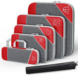 3-6 pcs Compressed Packing Cubes Travel Storage Organizer Set with Shoe Bag & Mesh Visual Luggage Set