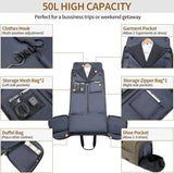 4-in-1 Garment Bag for Travel – Convertible Garment Duffel Bag with Shoe Compartment