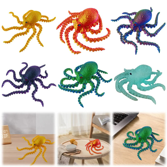3D Printed Articulated Octopus – Sea Life Decorative Model Toy for Home & Office Desk Décor
