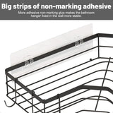 4-Pack Black No-Drill Corner Shower Organizers – Wall-Mounted Shelves with Soap Caddy & Toothbrush Holder