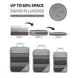 3-6 pcs Compressed Packing Cubes Travel Storage Organizer Set with Shoe Bag & Mesh Visual Luggage Set