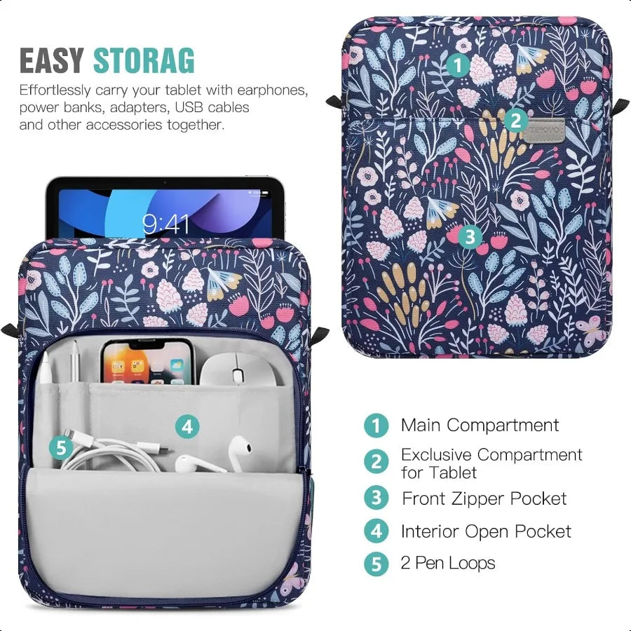 TIMOYO 9–11 Inch Tablet Sleeve Bag – Waterproof Carrying Case with Strap for iPad 11″ Air, iPad 10th Gen, 9th/8th/7th Gen
