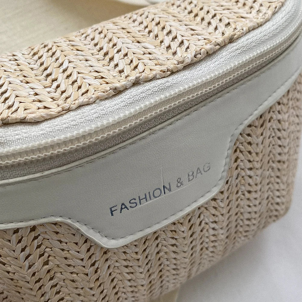 Women’s Summer Straw Shoulder Bag — Lightweight Breathable Messenger Tote with Wide Strap for Beach & Travel