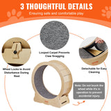 VEVOR Cat Exercise Wheel – Natural Wood Silent Running Treadmill with Detachable Carpet, Roller Wheel for Pet Fitness (