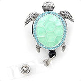 🐢 Aquamarine Enamel Sea Turtle Badge Reel – Retractable ID Card Holder Clip for Nurses, Teachers & Office Staff