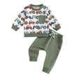 Lioraitiin Baby Boys Set – Long Sleeve Crew Neck Sweatshirt & Elastic Waist Sweatpants Infant Clothes