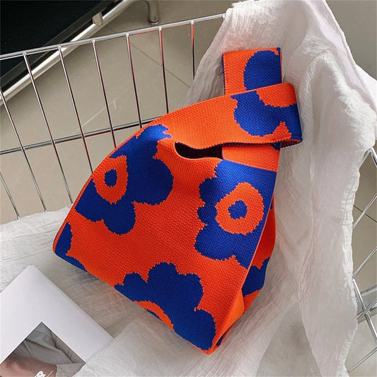 Handmade Knit Mini “Knot” Wrist Bag for Women – Korean Casual Tote & Reusable Shopping Bag