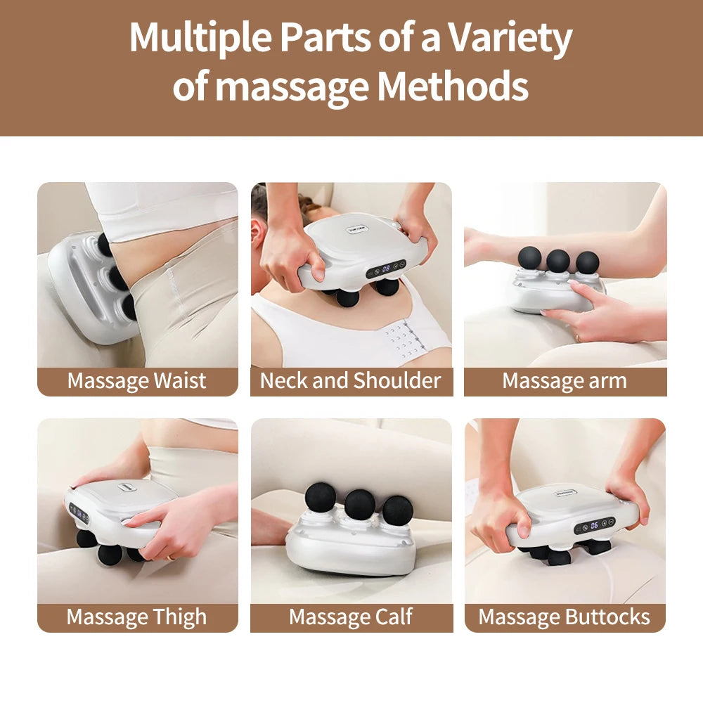 Handheld Deep-Tissue Massage Gun – 6 Massage Heads, 6 Speeds Percussion Massager for Back, Neck, Leg & Shoulder Relief