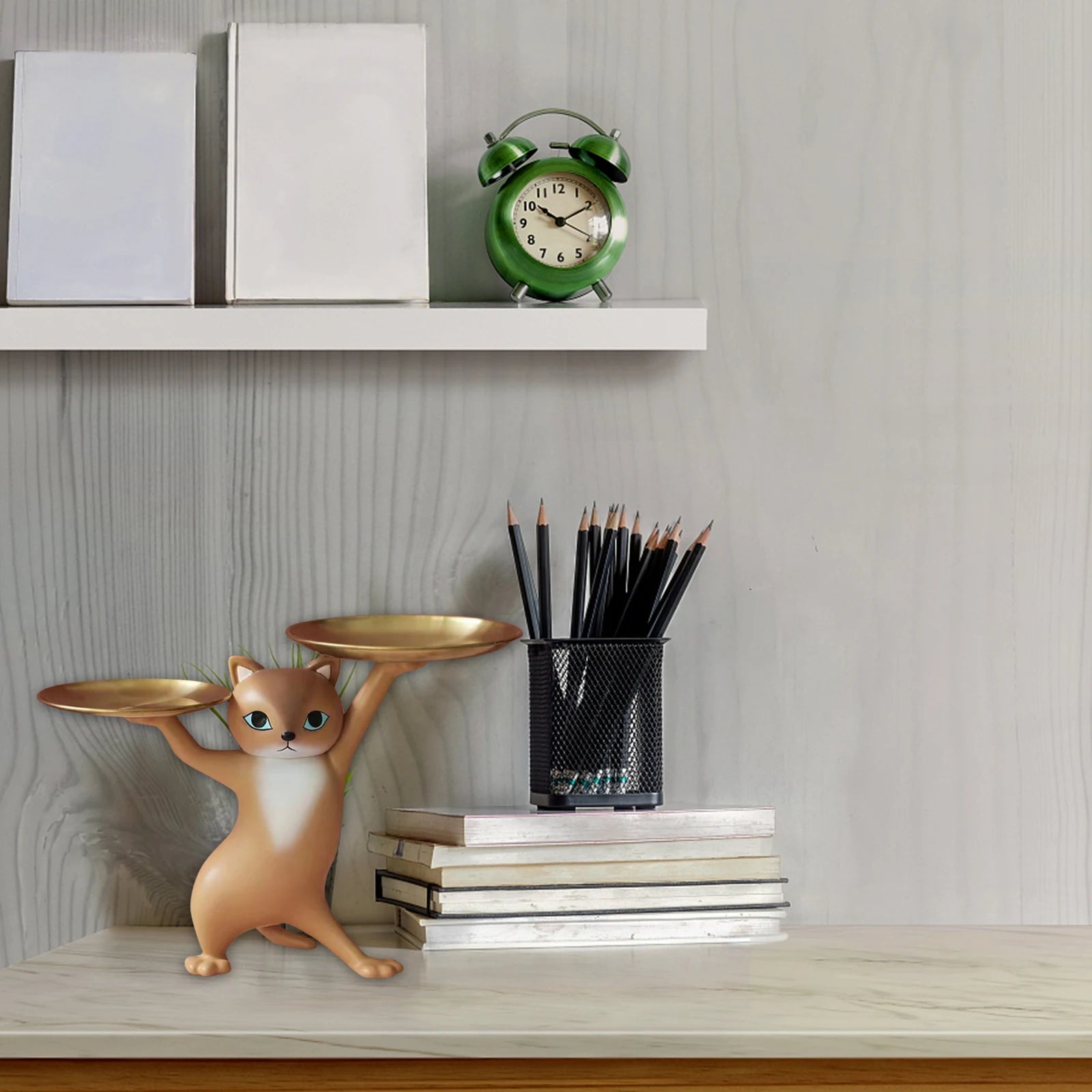 Resin Cat Storage Tray Statue – Artistic Kitten Jewelry Holder & Decorative Sculpture | Modern Home & Office Décor