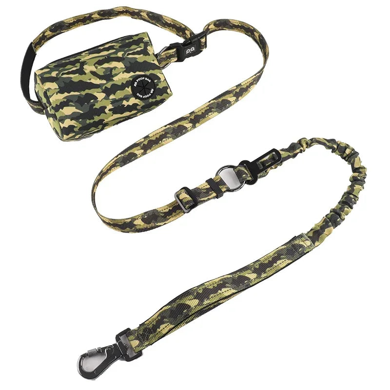 Stretchable Hands-Free Dog Leash with Waist Bag – Shock Absorbing Running Rope for Medium & Large Dogs