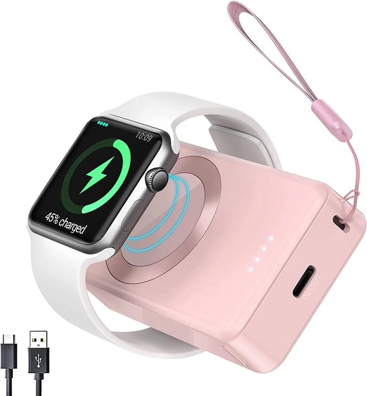4000mAh Portable Power Bank – Magnetic Wireless Battery Pack Charger for Apple Watch Series 1–10, SE, Ultra & Ultra 2