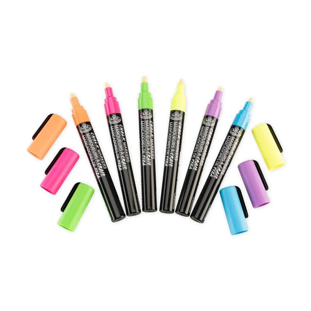 6-Piece Neon Liquid Chalk Marker Set – Non-Toxic Reversible Fine Tip, Easy-Clean Multi-Surface Pens for Artists & Crafters