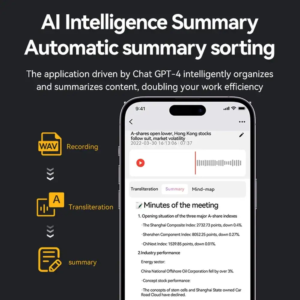 USB Wireless AI Voice Recorder & Transcription Device – App-Controlled Audio to Text Kit
