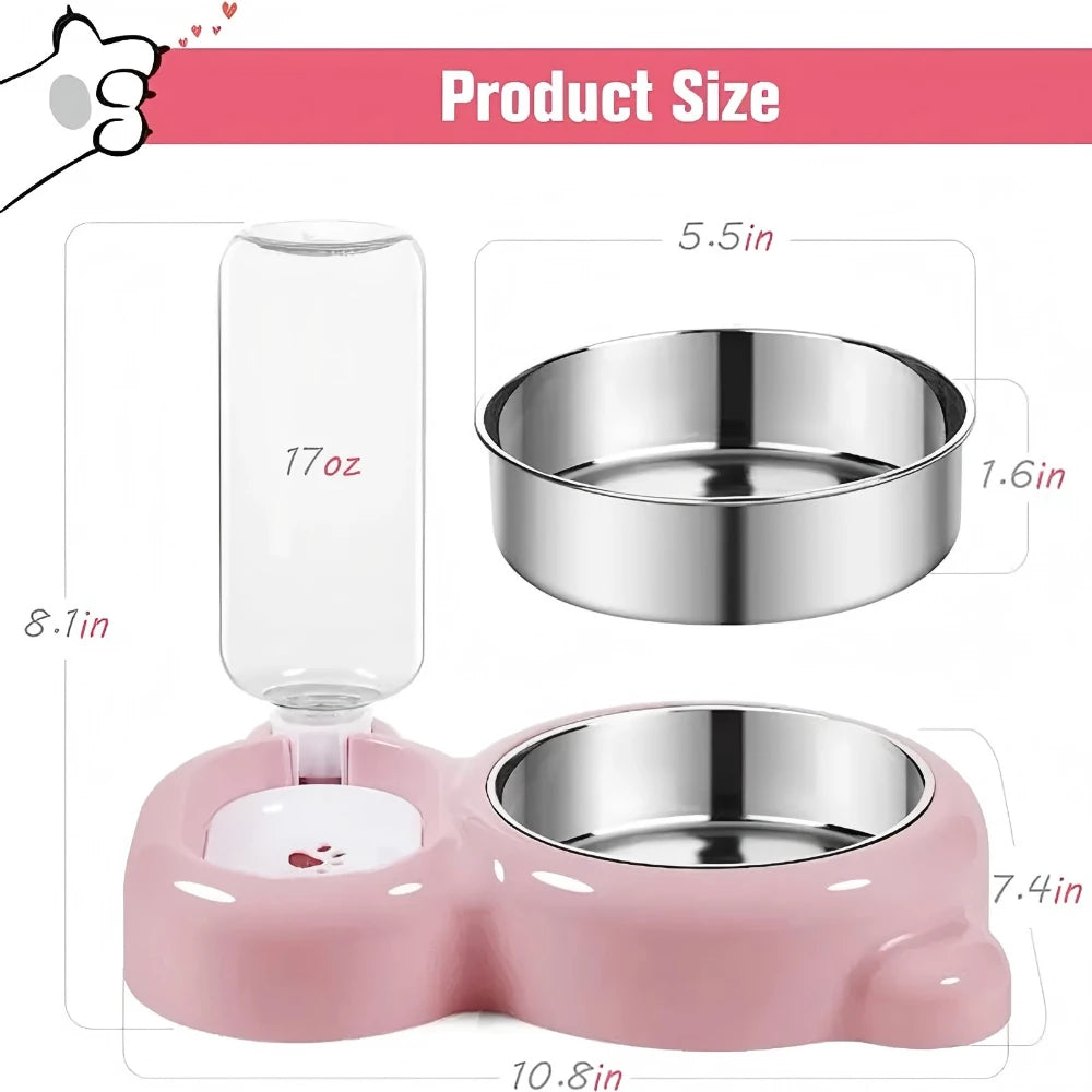 Auto Leak-Proof Pet Water Dispenser & Double Bowl Set – Durable Easy-Clean Feeding Station for Cats & Dogs