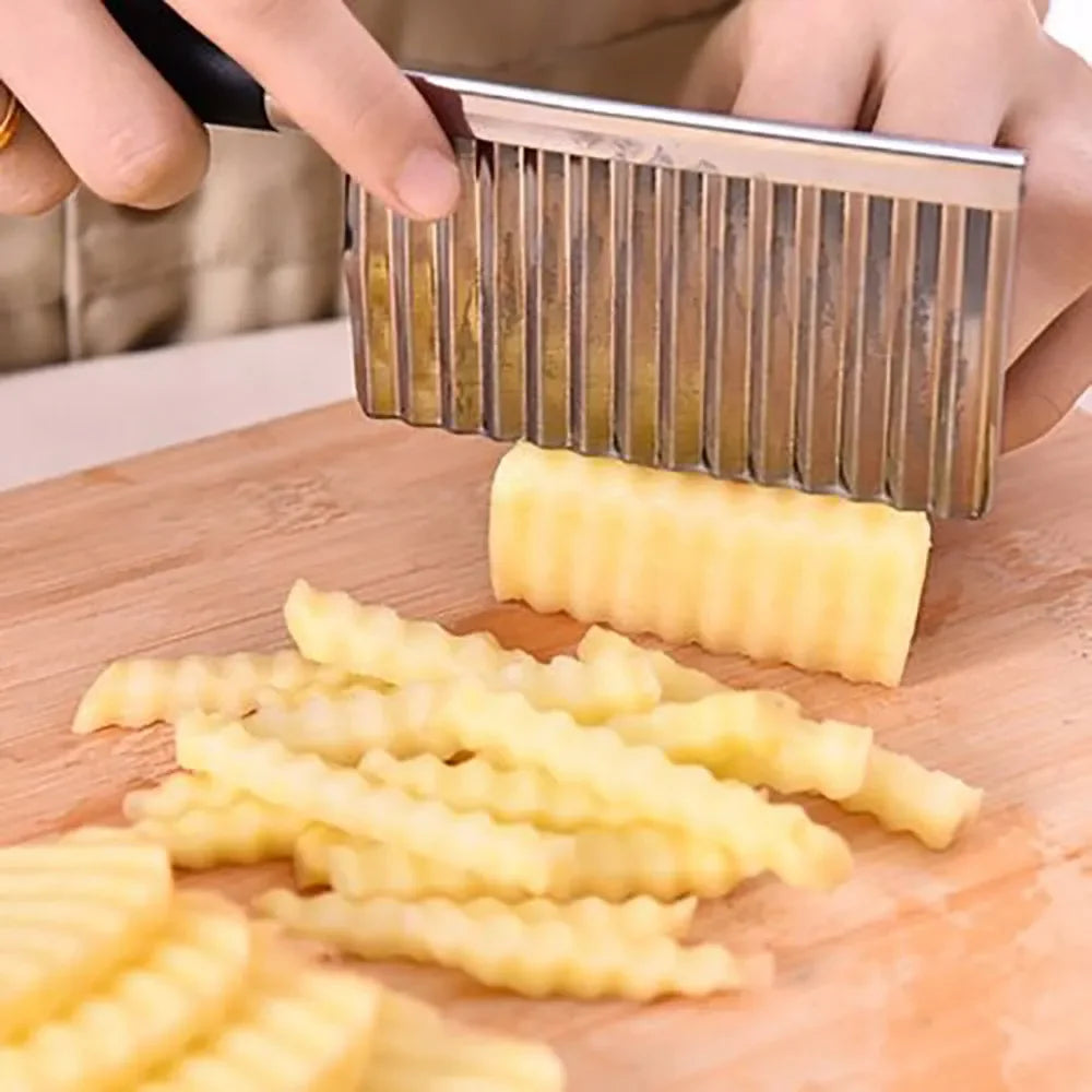Potato Wavy-Edged Stainless Steel Knife – Vegetable & Fruit Cutter Tool for Crisp Slices
