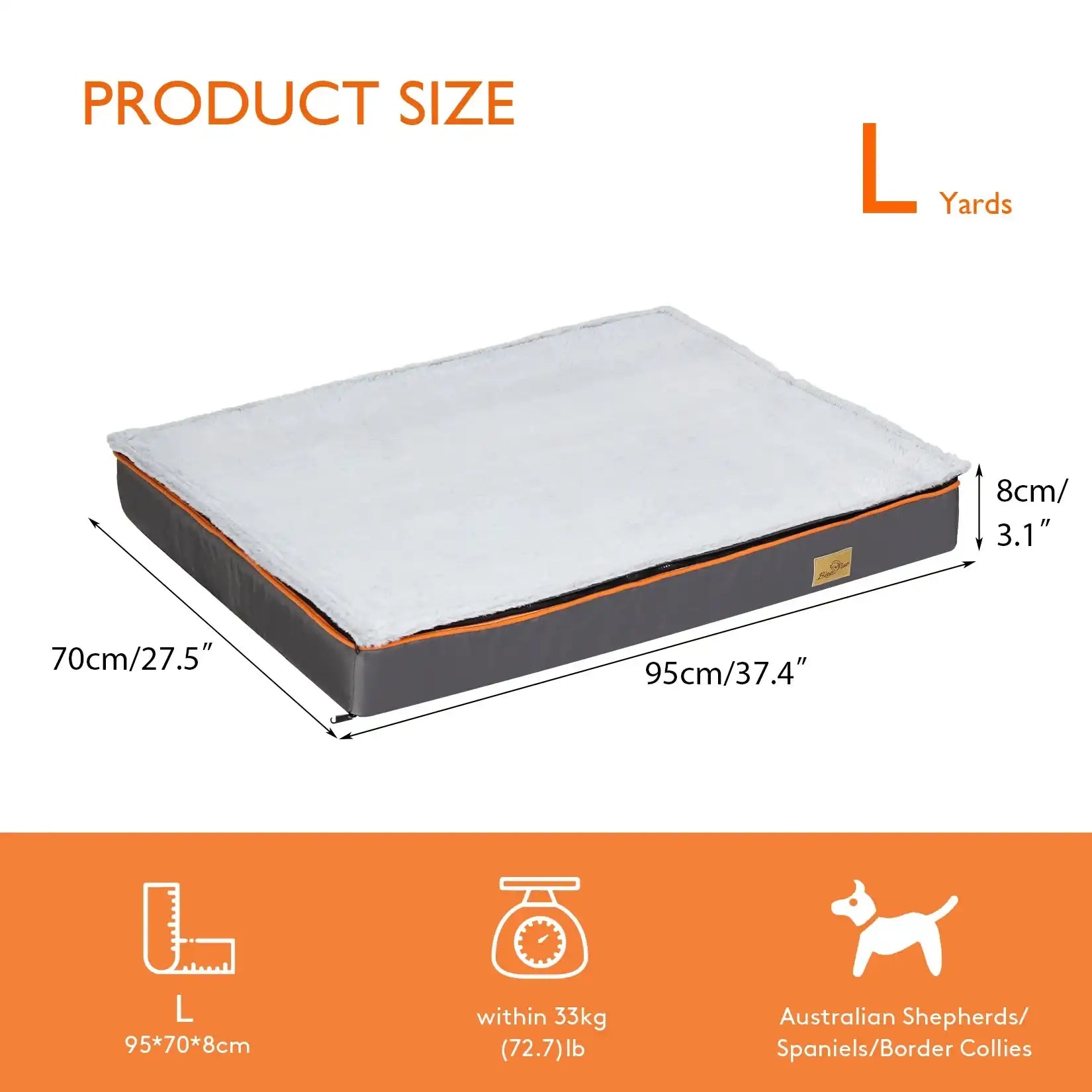 Large Orthopedic Dog Bed – Padded Foam Cushion Pet Bed with Washable Cover & Support Pillow for Dogs”