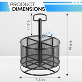 360° Rotating Mesh Pen Holder – 4-Compartment Desk Organizer with Swivel Base