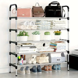 5-Tier Stainless Steel Stackable Shoe Rack – Adjustable Shoe Organizer for Closet & Entryway