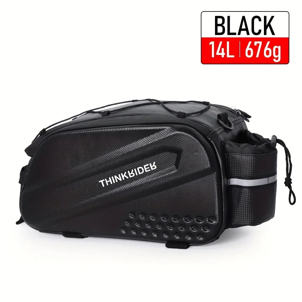 ThinkRider Hard Shell Bicycle Hunch Bag – 14L Large-Capacity Anti-Splash Rear Storage with Rain Cover for Cycling